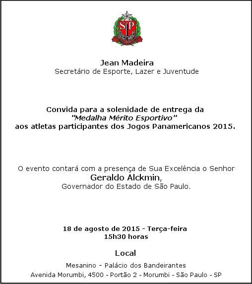 Convite Governador Geraldo Alckmin